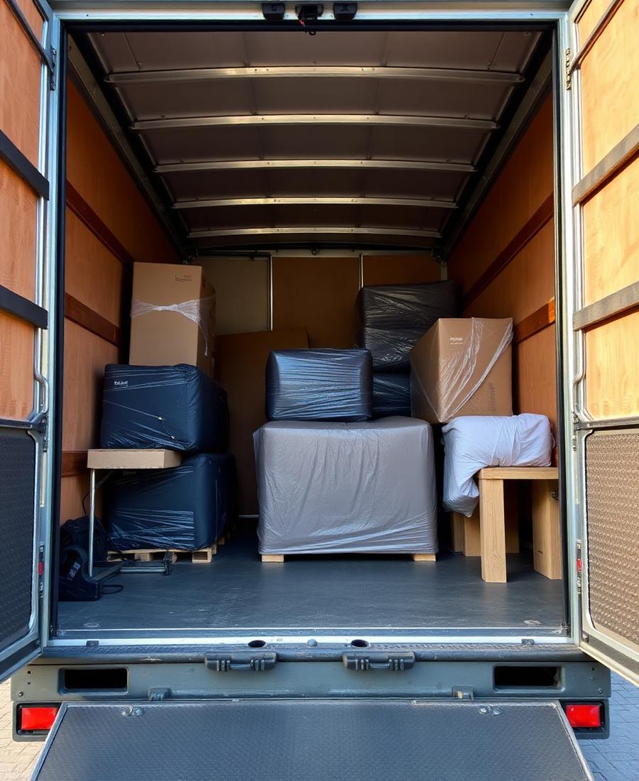 Packed removal van interior