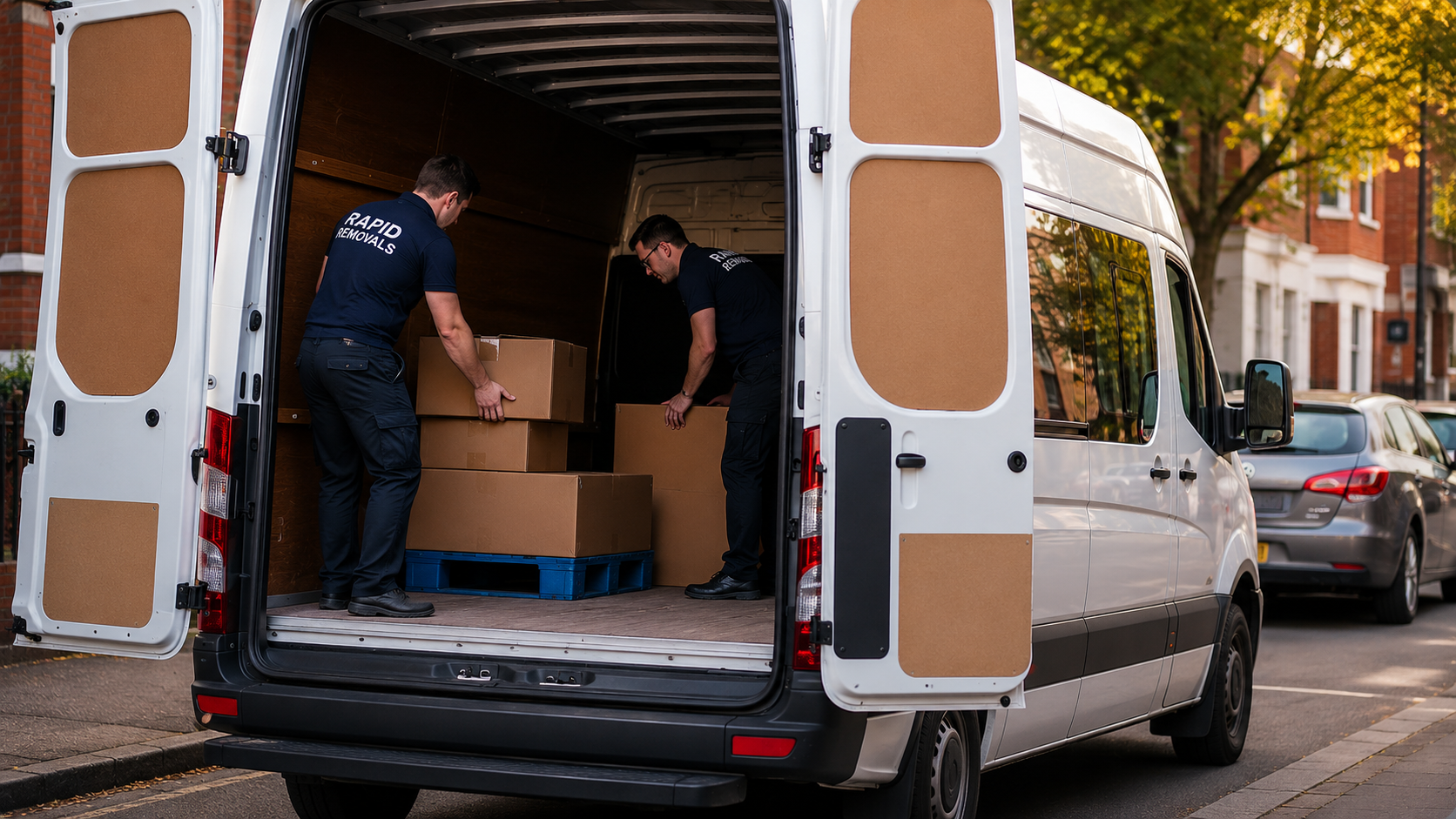 Rapid Removals team loading a van for a 4-bedroom Moseley to Harborne move